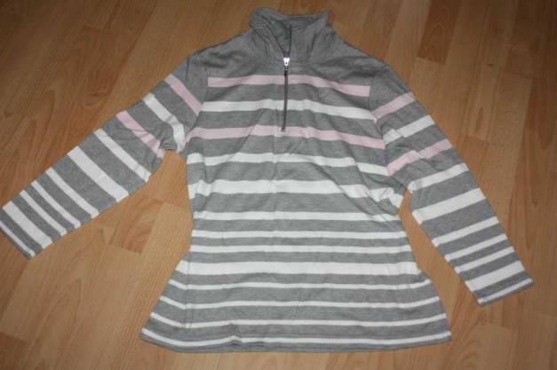 Rollkragen grau rosa gestreift, Gr. 44