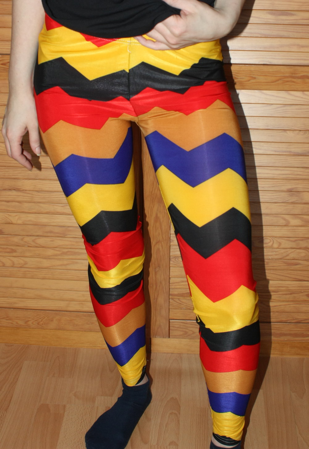 Coole Leggings, Zick-Zack Muster, bunt, Gr. 32-38