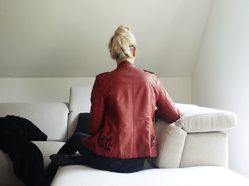 Rote Lederjacke Biker Vintage
