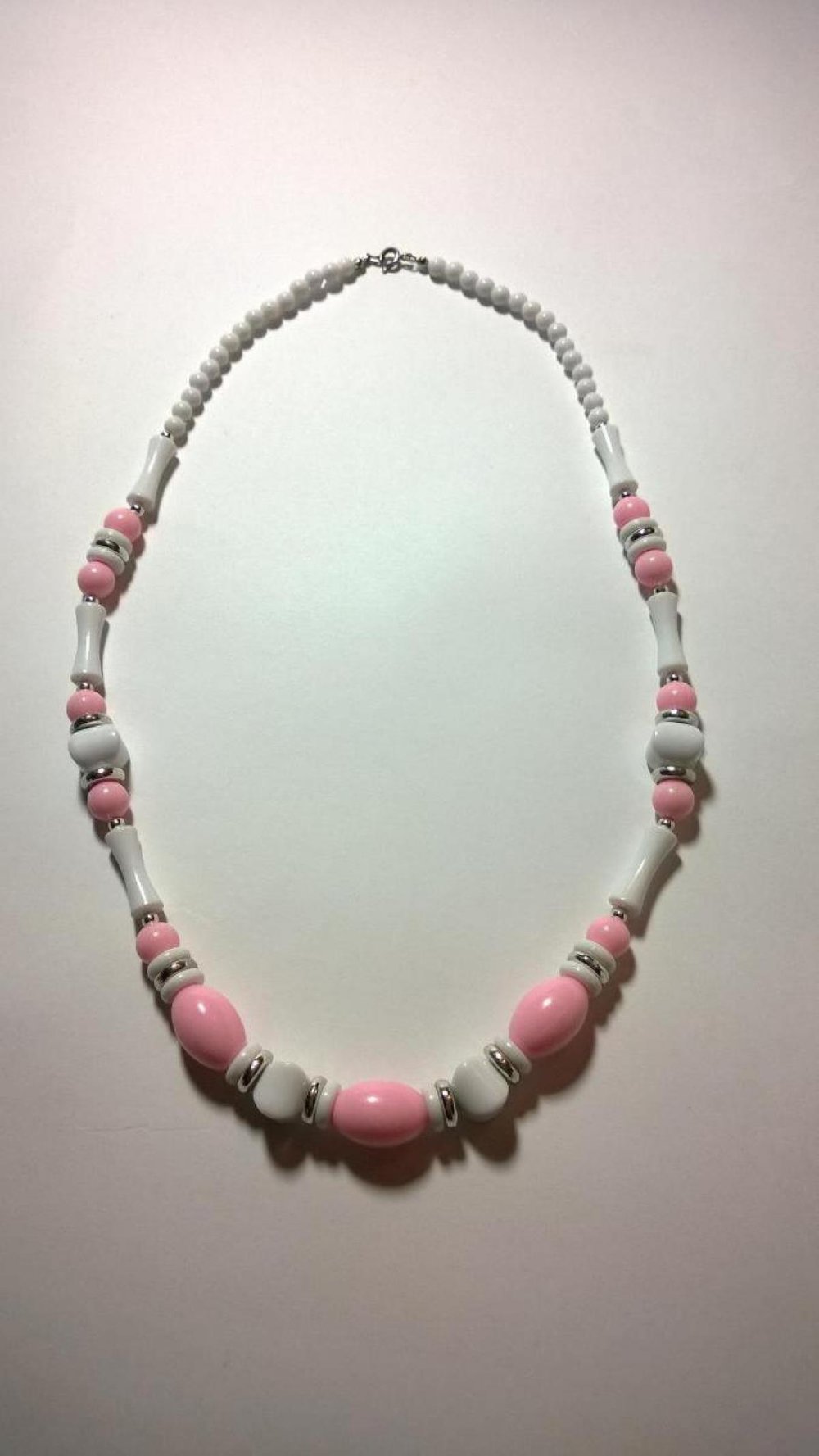 Rosa weiße Kette Vintage 80er