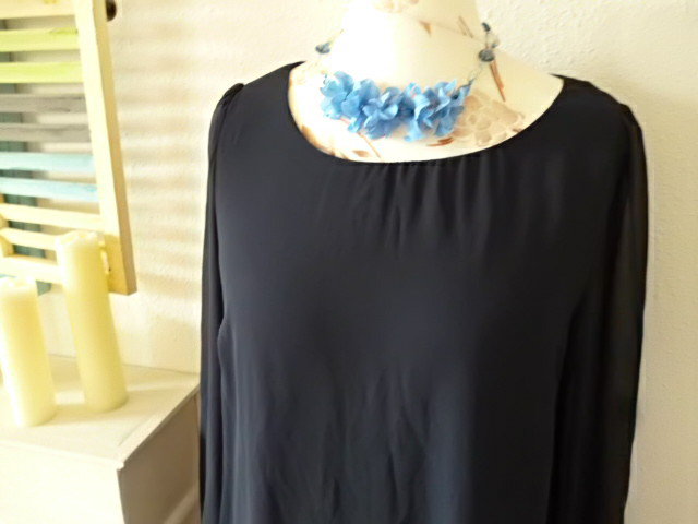 Nachtblaues Chiffon Blusenkleid 42/44