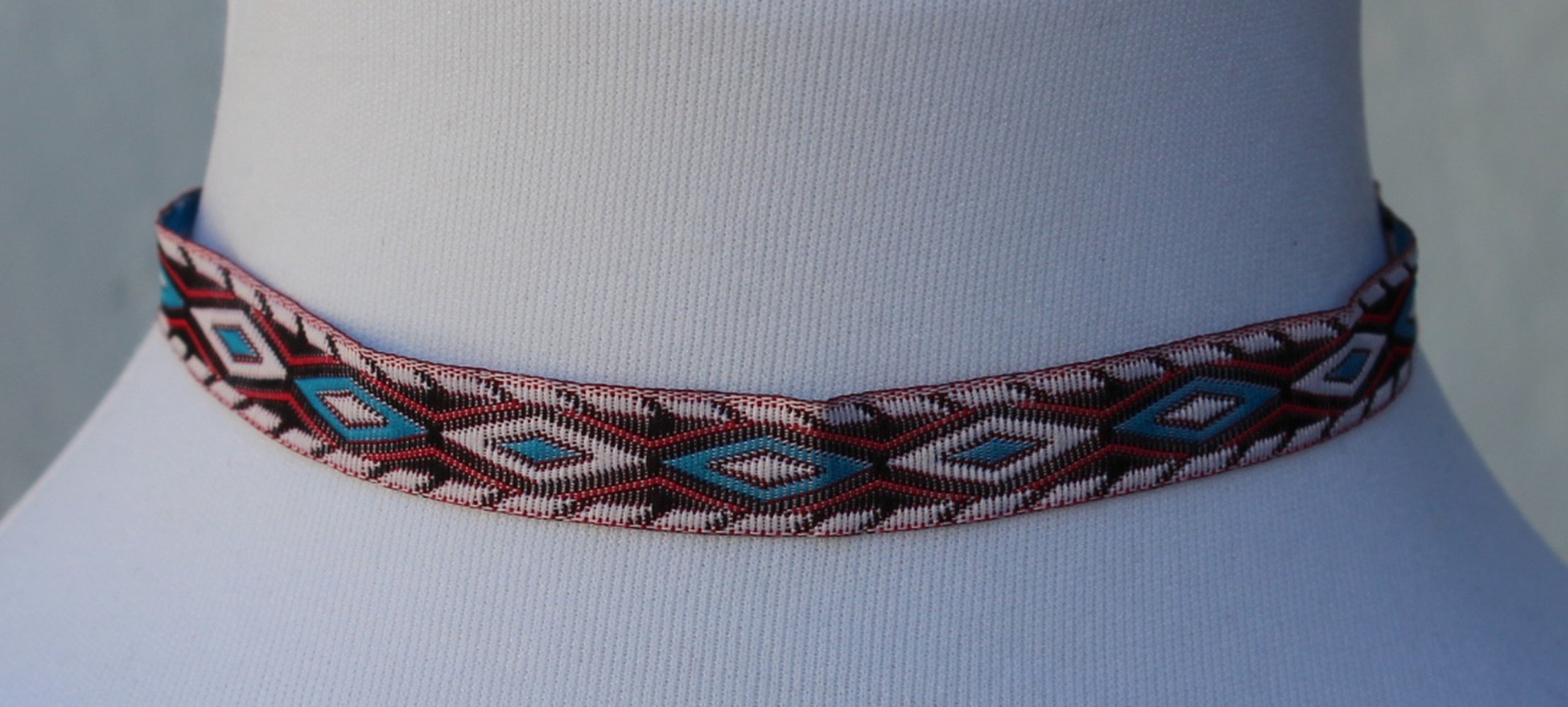 blau rot weiß schwarze Choker Halskette, Borte, Tribal Muster