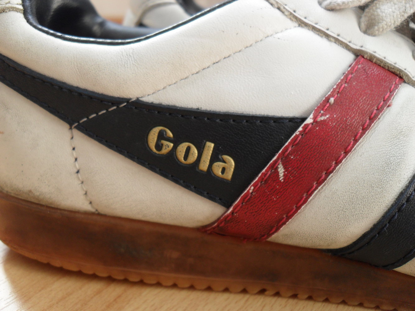 Gola Harrier Sneaker / Gr. 38 37 / white navy red / weiß rot blau / Leder Turnschuhe / retro oldschool vintage