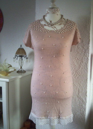Yumi Kuschel Perlen Spitze Kleid  rose 40 L