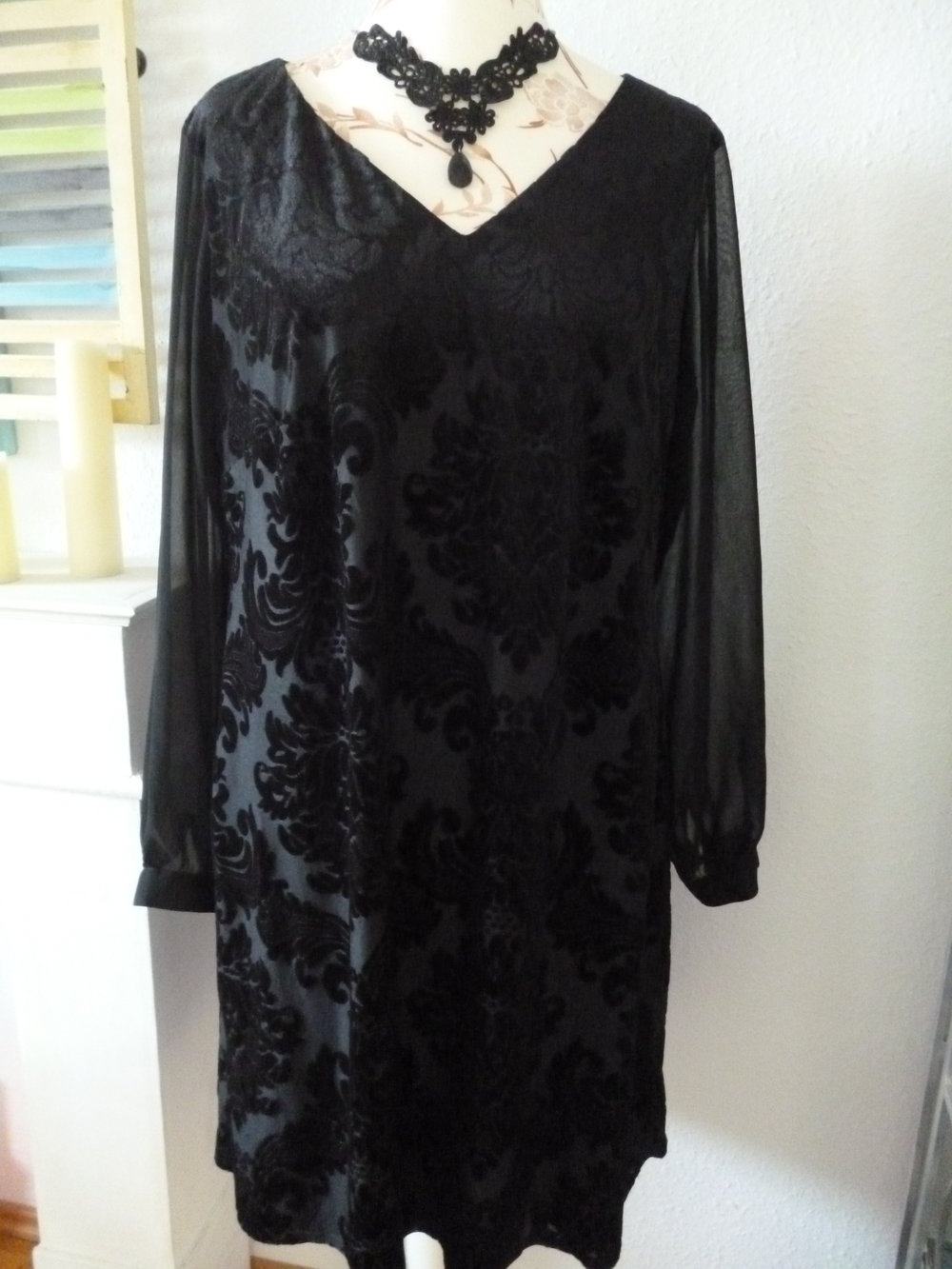 Barock Samt Chiffon Kleid edel 44