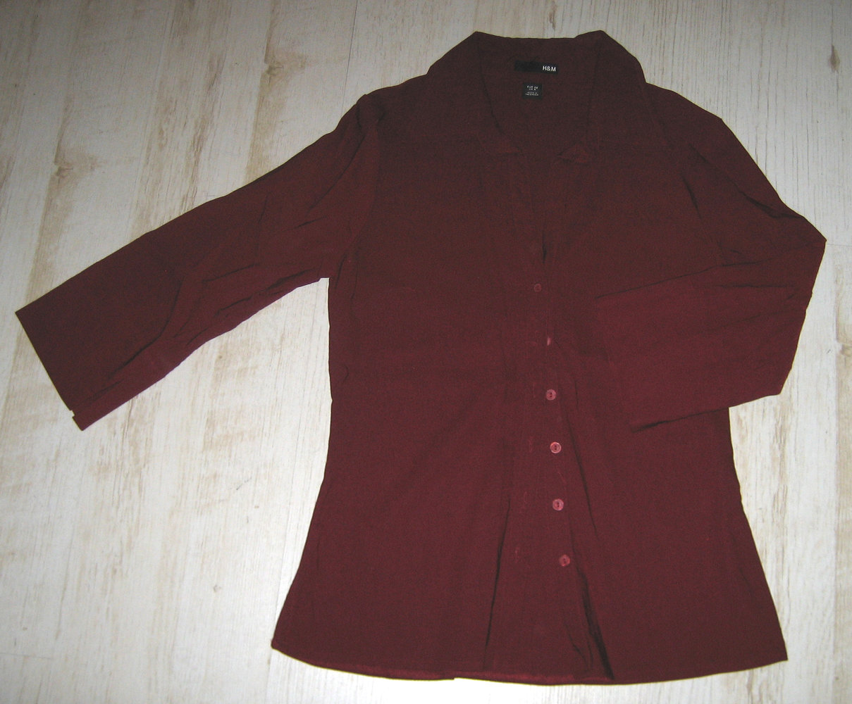 Weinrote Bluse mit 3/4-Ärmel