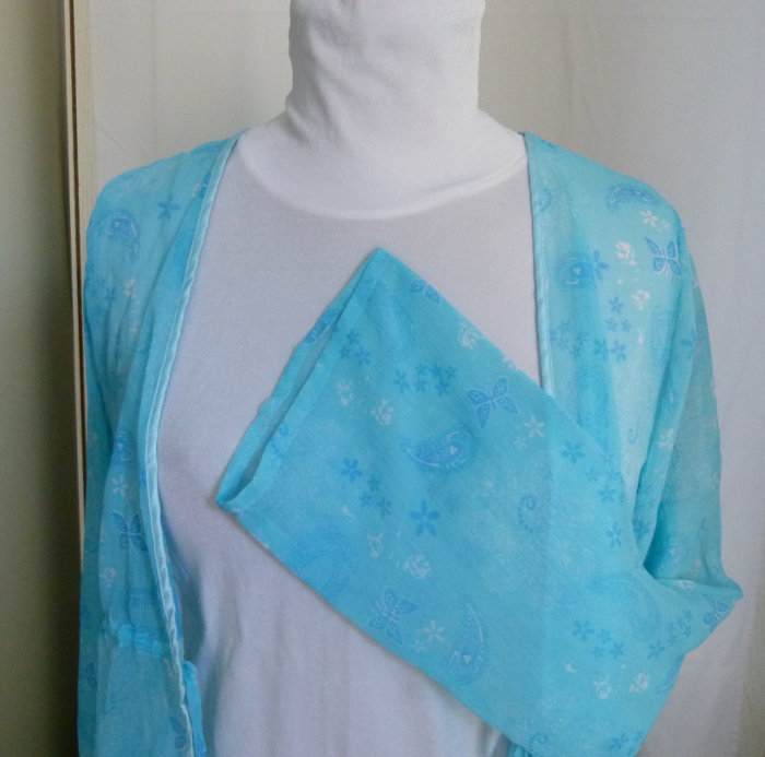 Chiffon Cardigan, türkis, Schmetterling Paisley-Muster, Mori Elfen Goa Sommer Festival Boho Hippie Lagenlook