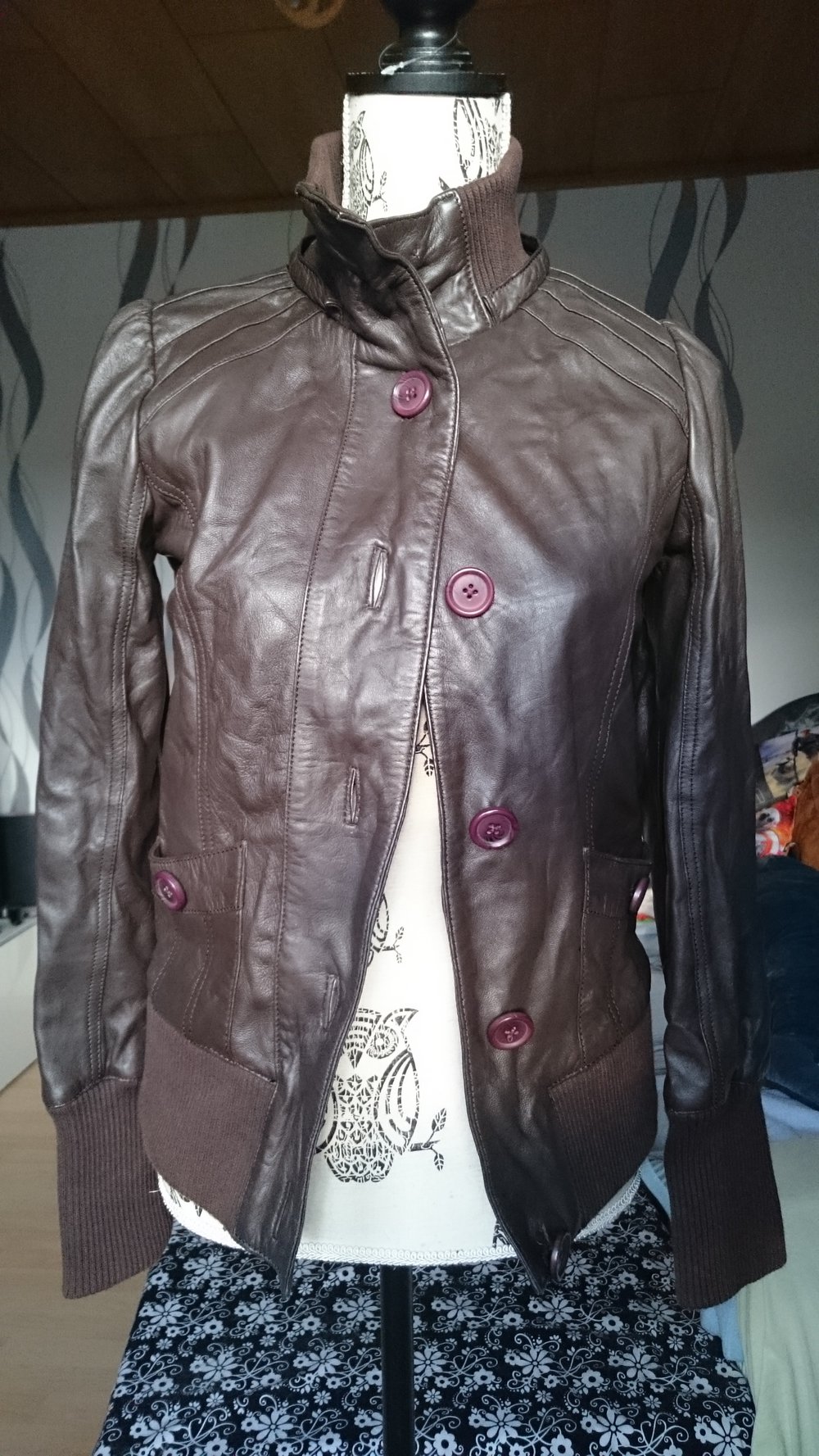 dunkelbraune Lederjacke Bikerjacke