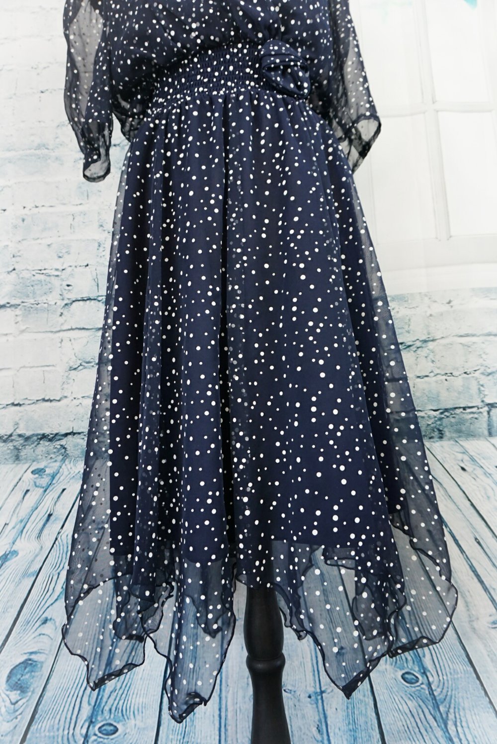 Rokabilly  Punkte  Kleid Dunkelblau  blau schwarz 