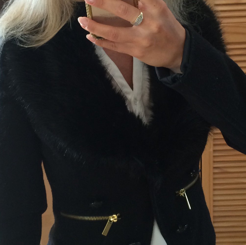 Jacke mit Kunstfellkragen 