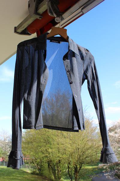 ONLY Vintage 90s Volant Bluse Silber Dots semi-transparent grau