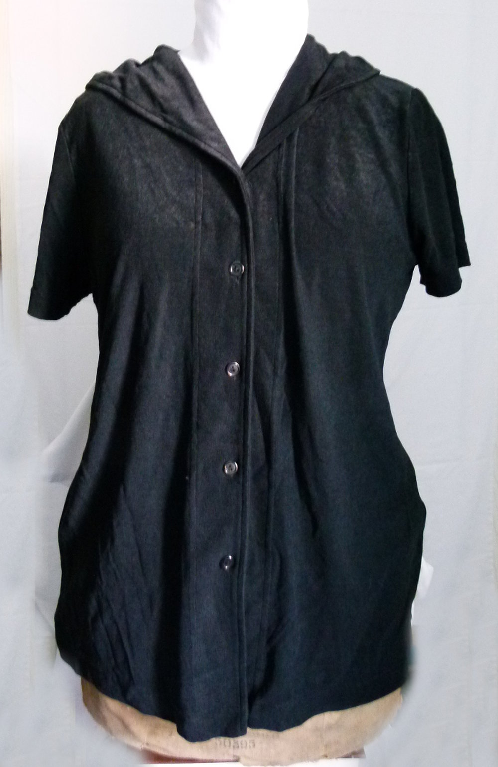 Kapuzen Longbluse Jacke Bluse, schwarz, Gothic Emo Mori Goa Festival Metal