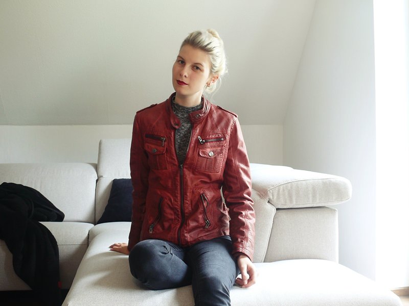 Rote Lederjacke Biker Vintage