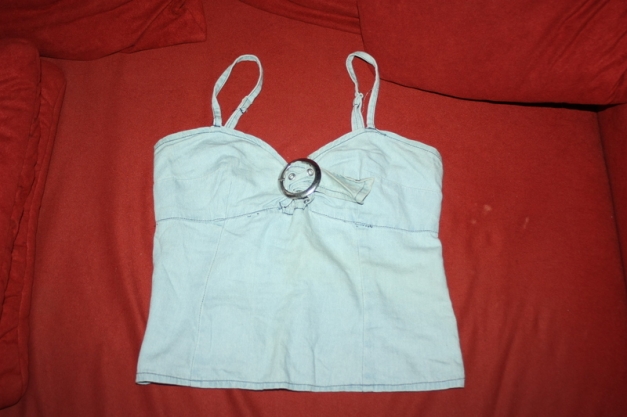 Jeans Top mit Schnalle, Fishbone, Gr. S, hinten gerafft