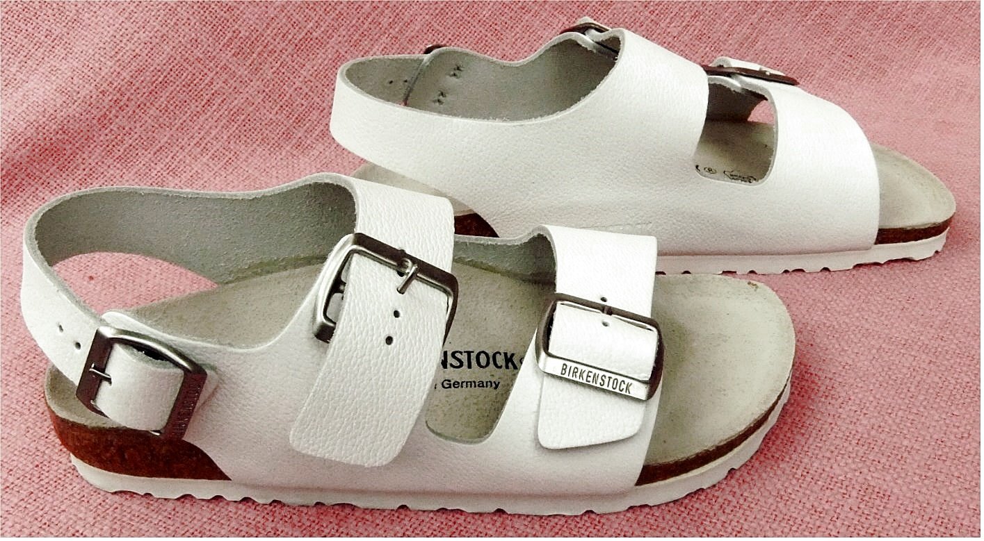 Birkenstock Milano Sandalen - Größe 37 - Naturleder weiß / schmal - Art.Nr. 034133
