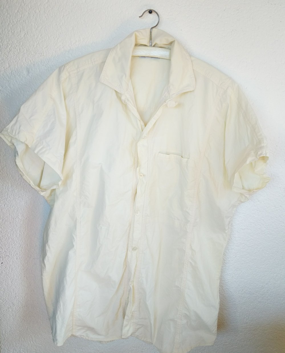 Cremefarbene Bluse kurzärmlig von Bogie Größe L