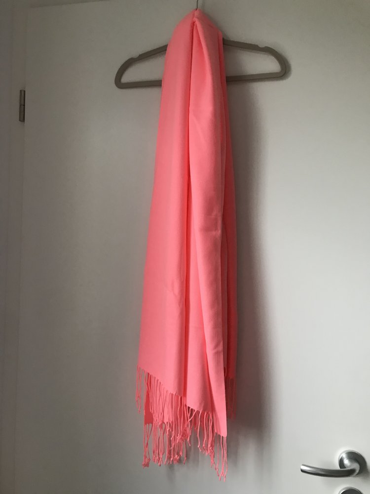 Schal Tuchschal neonkoralle pink Fransen