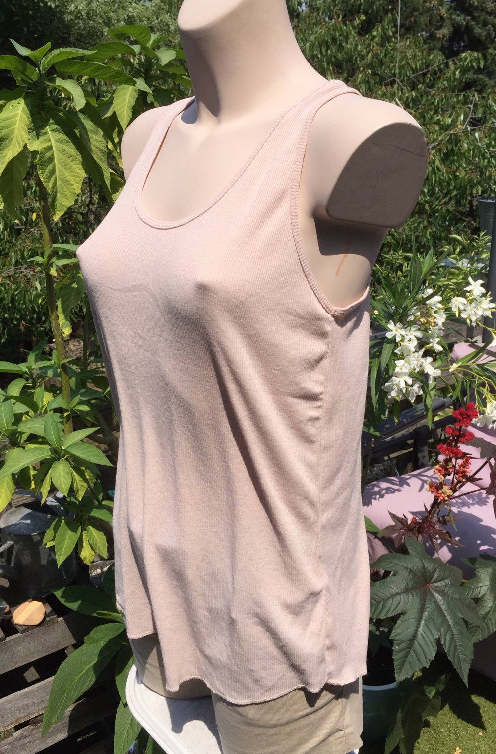 H&M Top TANKTOP nude/puder Rippshirt Gr. S