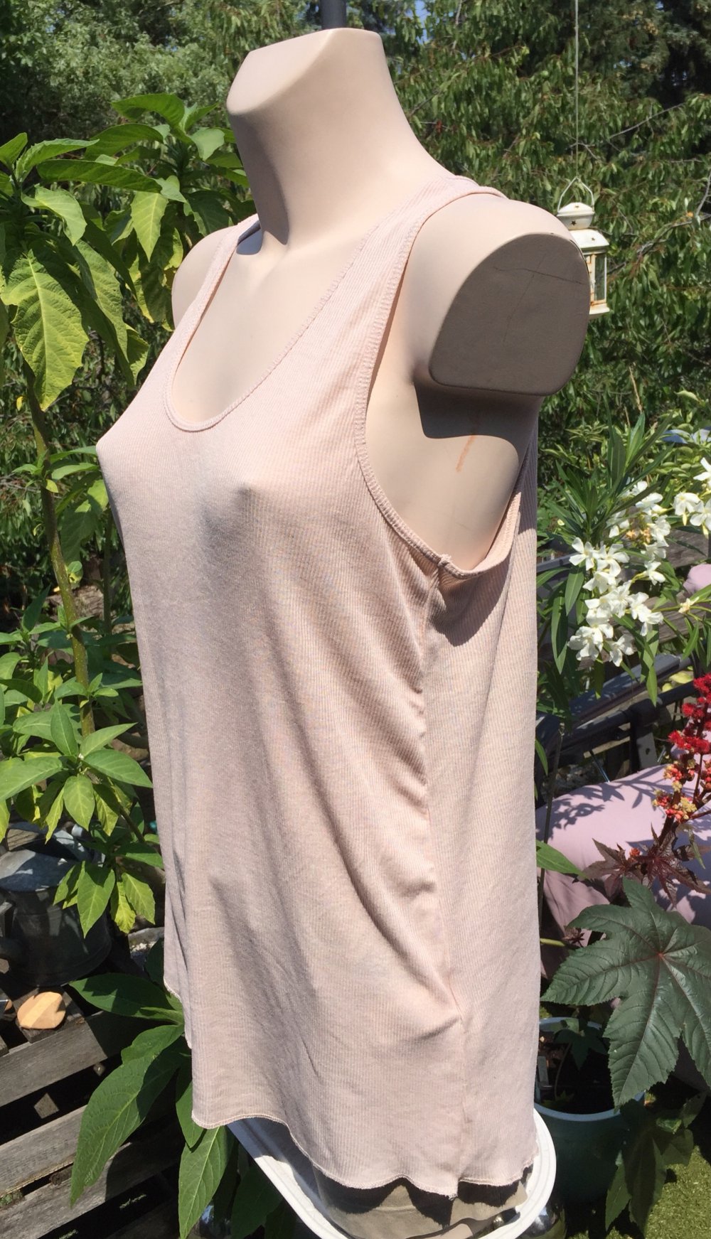 H&M Top TANKTOP nude/puder Rippshirt Gr. S