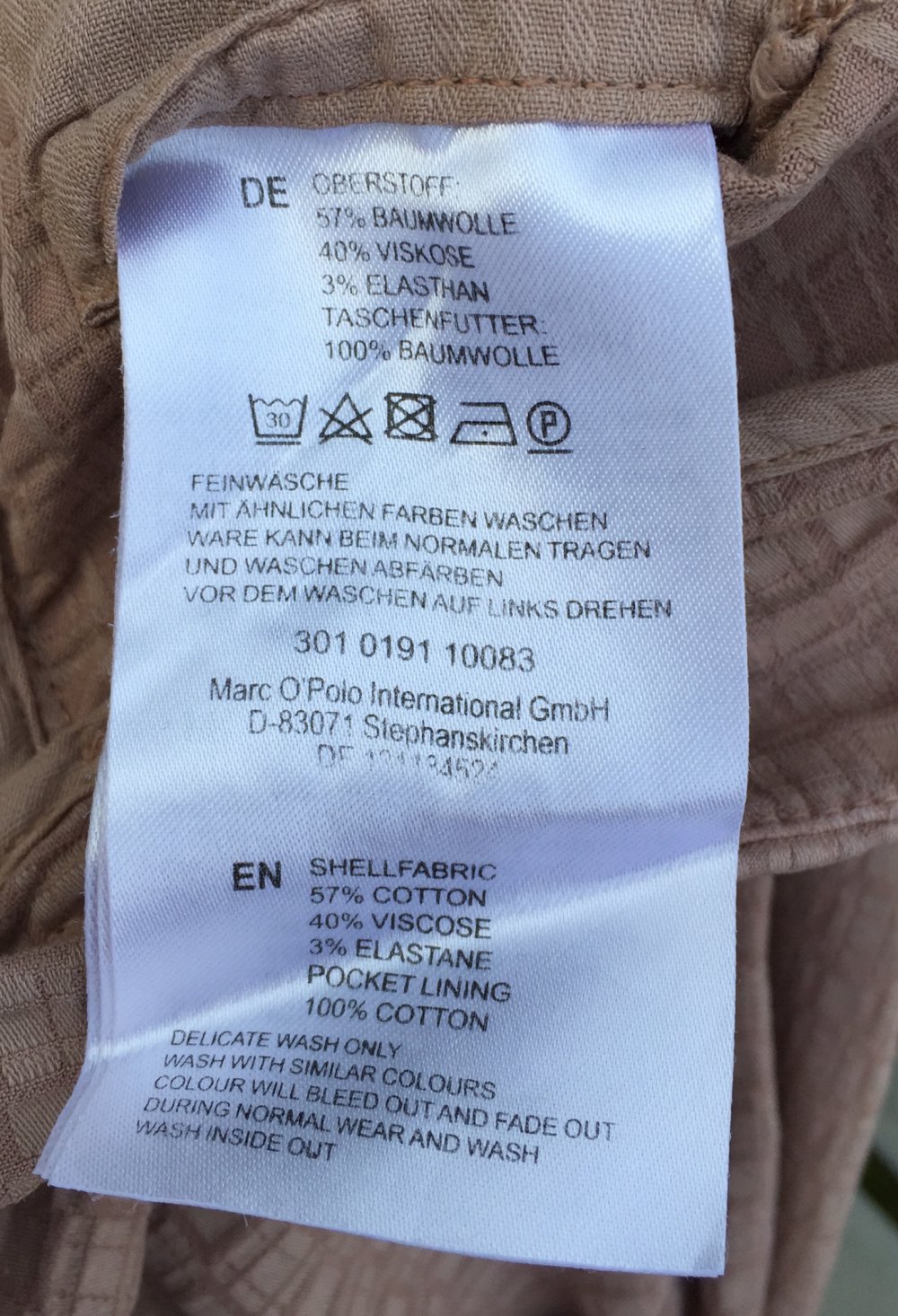 MARC O‘POLO Laxa HOSE puder beige Krawattenuster Gr. 36