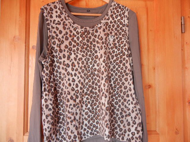 2tlg Set Canyon women sports nwt Gr. 44 / KG 22 langarmshirt + Tanktop animal print + uni grau taupe