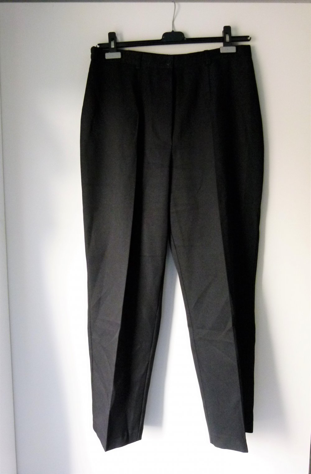  Highwaist Chino Bundfalten Hose, schwarz, Gothic Klassisch Festlich Edel Büro