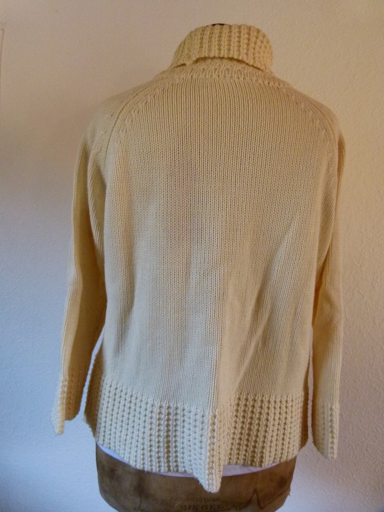 Strick Pulli Rollkragen Pullover, creme weiß, Boho Mori Winter Knitwear Lagenlook Raglan Goa