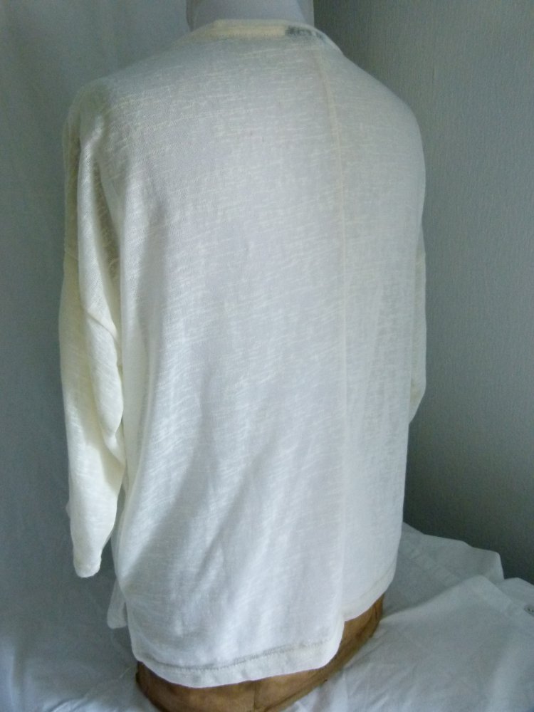 Dünner Feinstrickpulli Pullover mit Spitzenborten, creme weiß, Boho Mori Goa Romantik Lagenlook