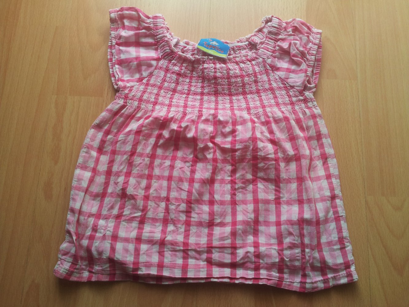 Shirt rosa pink kariert Brustraffung Gr. 86
