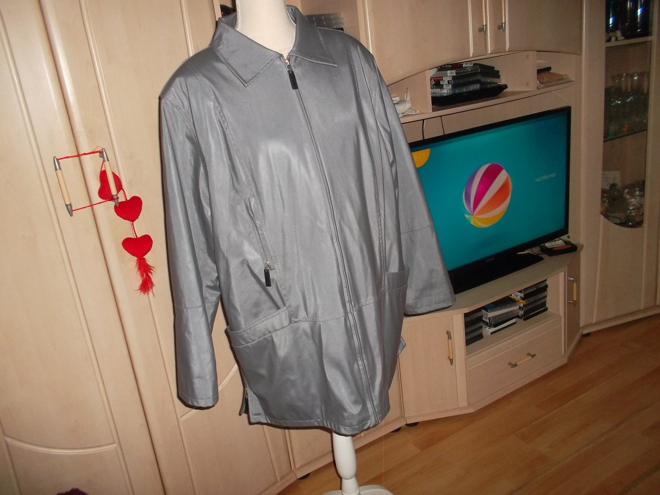 warme jacke/mantel,neu,silber,grösse 42,morena