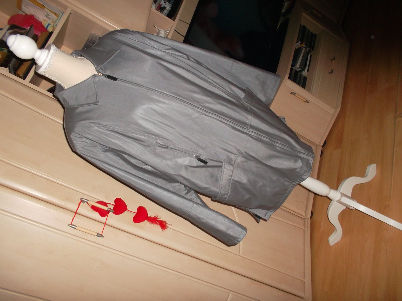 warme jacke/mantel,neu,silber,grösse 42,morena