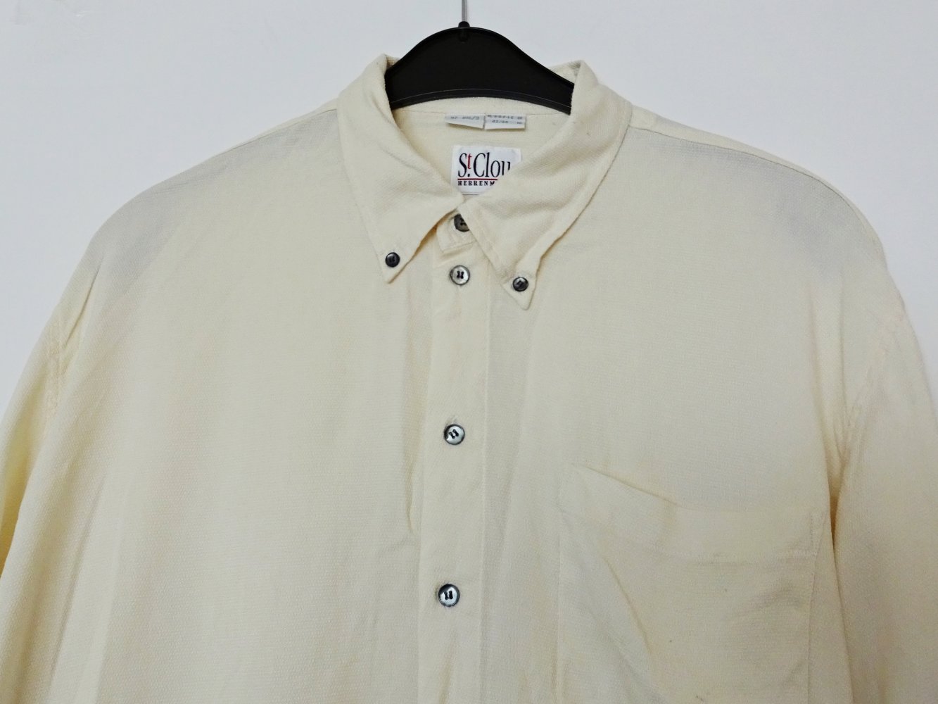 Herrenhemd aus Seide Seidenhemd Ecru Pastell Button-Down Kragen Gr. 44 Kragenweite 43