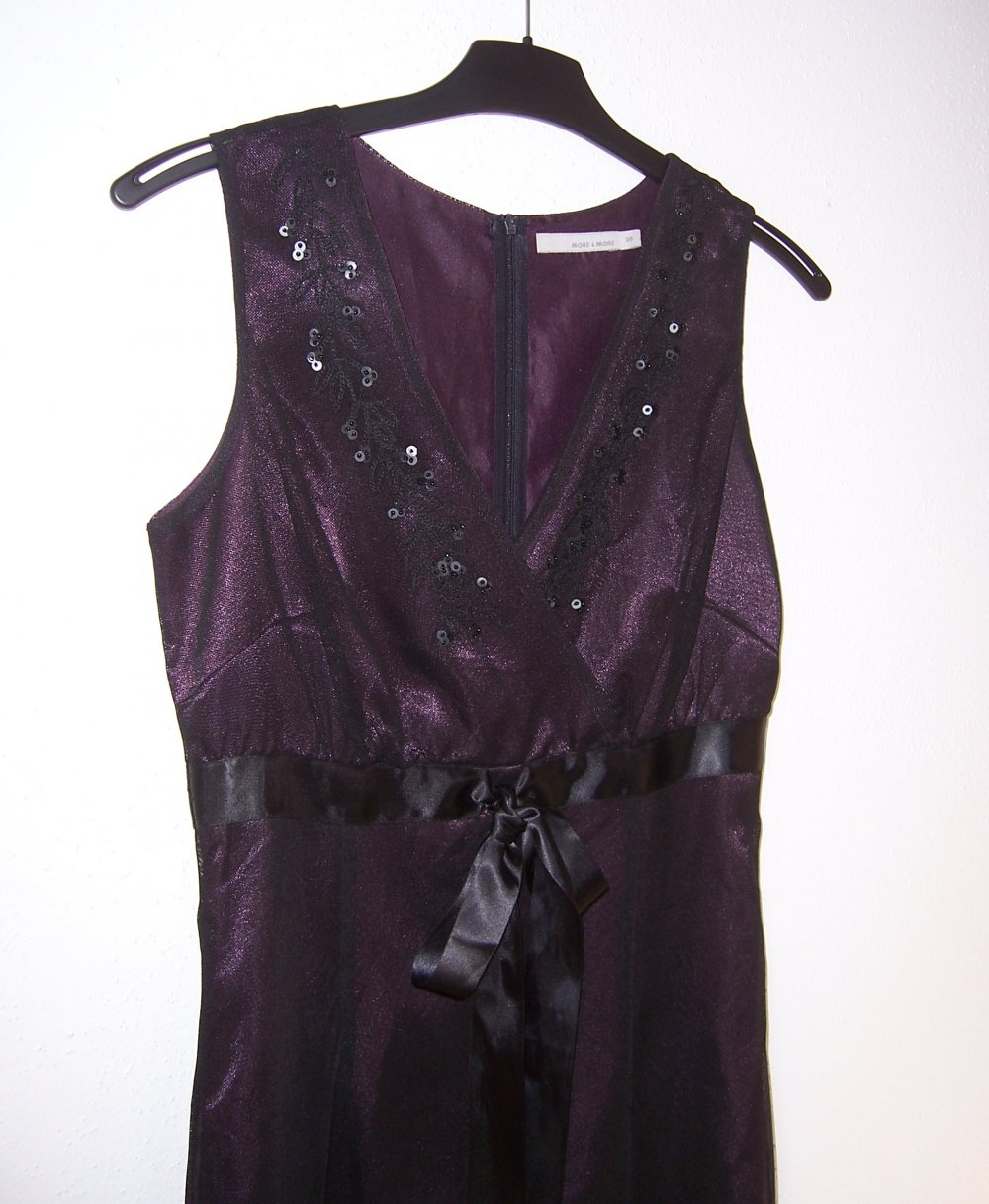 elegantes more&more Abendkleid lila/aubergine/schwarz Gr 36 festlich elegant Hochzeit Abschlussball Ball Abikleid Abifeier Absolventenfeier Abi Abschluss Cocktailkleid Spitze and