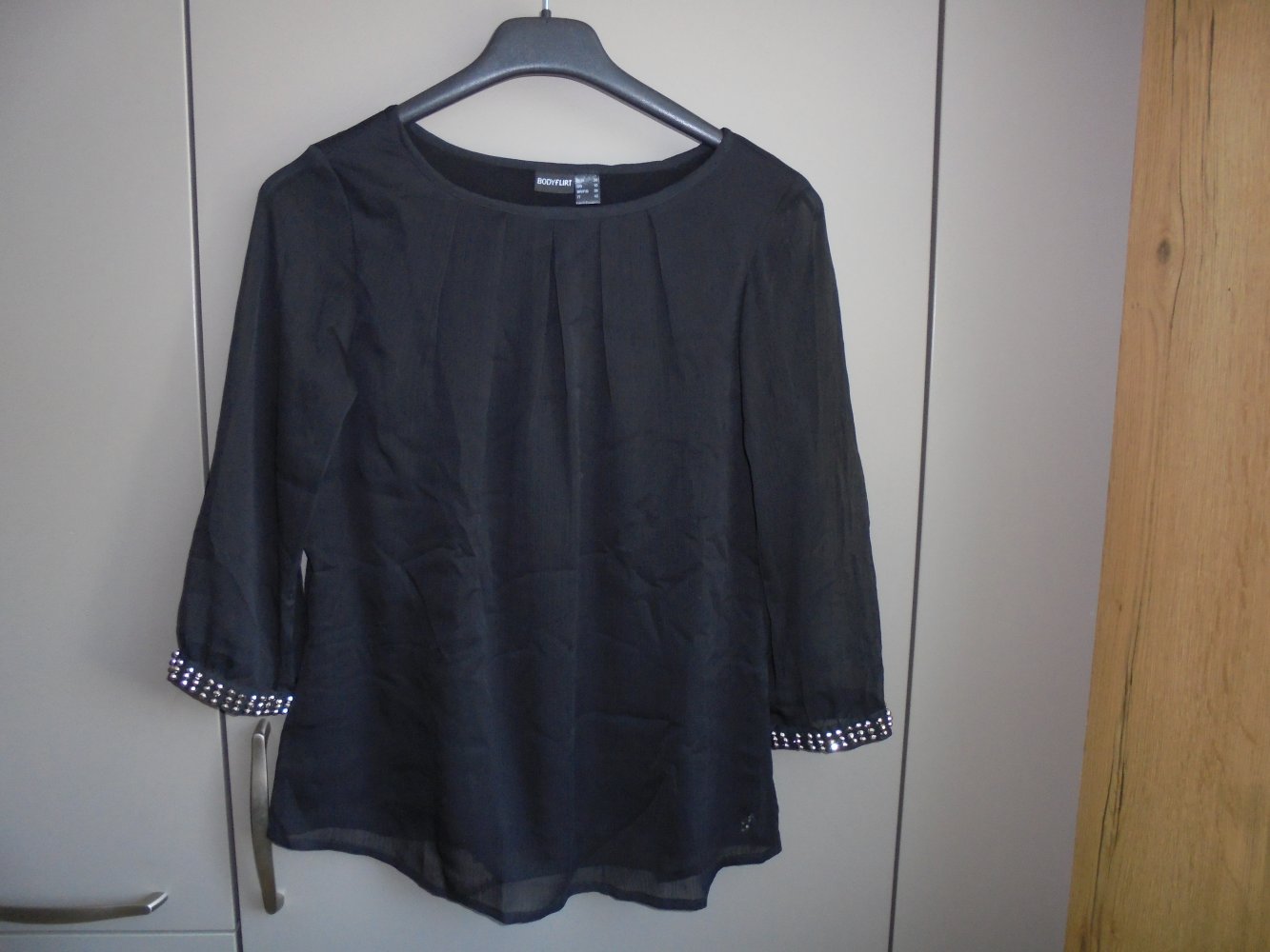 NEU: elegante Damen Tunika Bluse schwarz 3/4 Arm Gr. 36 von Bodyflirt