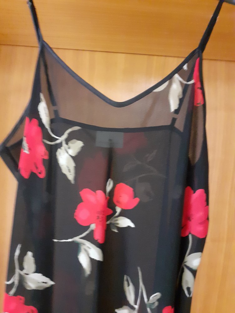 Neu schwarzes transparentes Kleid mit Blumenmotiv Gr. 40 