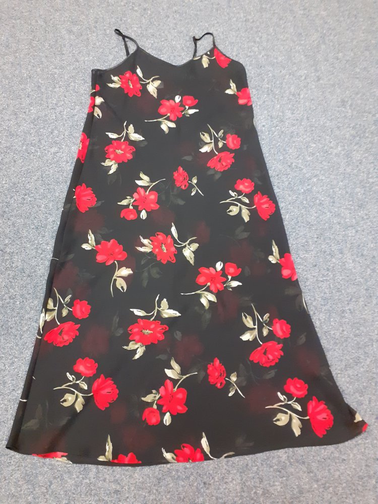 Neu schwarzes transparentes Kleid mit Blumenmotiv Gr. 40 