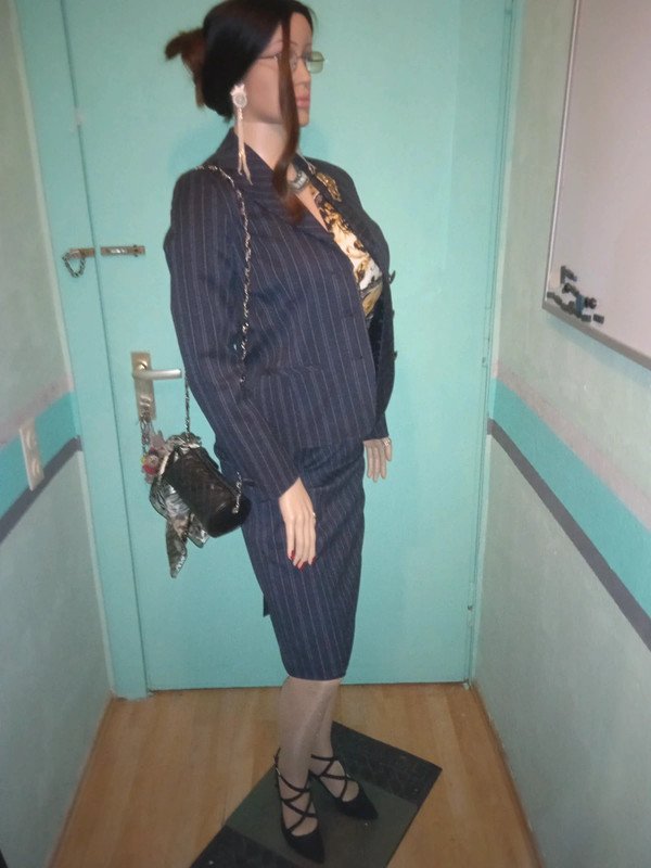 Sexy Nadelstreifen Kostüm Gr S