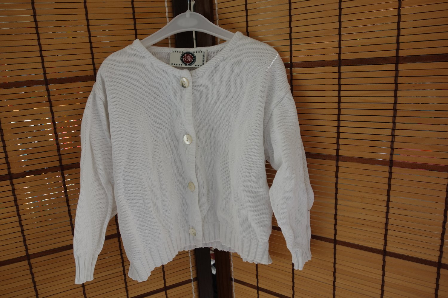 Strickjacke weiß uni paio crippa 100% Baumwolle