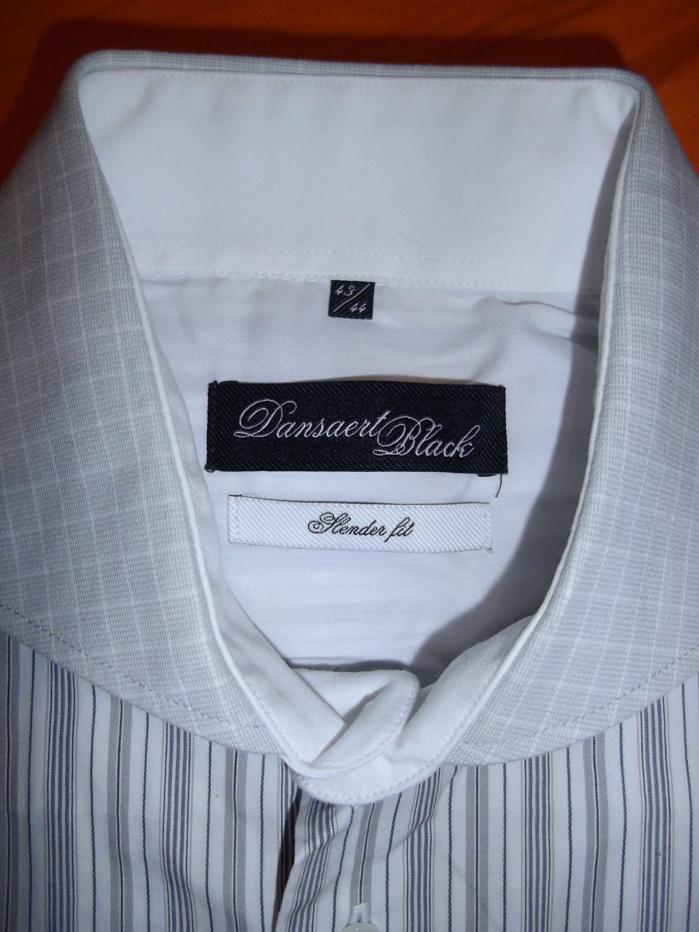 Dansaerd Black Supercotton Kontrastkragen Gesigner Hemd grau schwarz weiß in Gr.XL 43-44cm Kragenweite