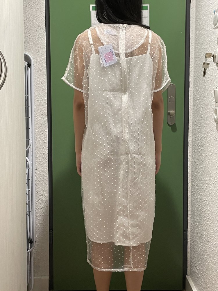 NEU Weiß loses Kleid mit V-Ausschnitt