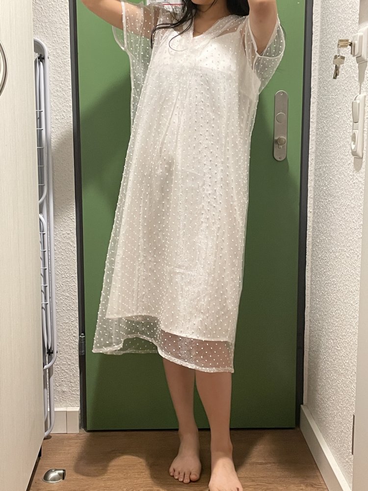 NEU Weiß loses Kleid mit V-Ausschnitt