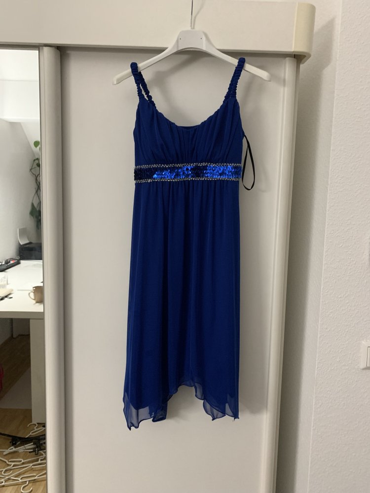 Dunkelblaues Abendkleid mit Pailletten - Größe: S - Zustand: neu!