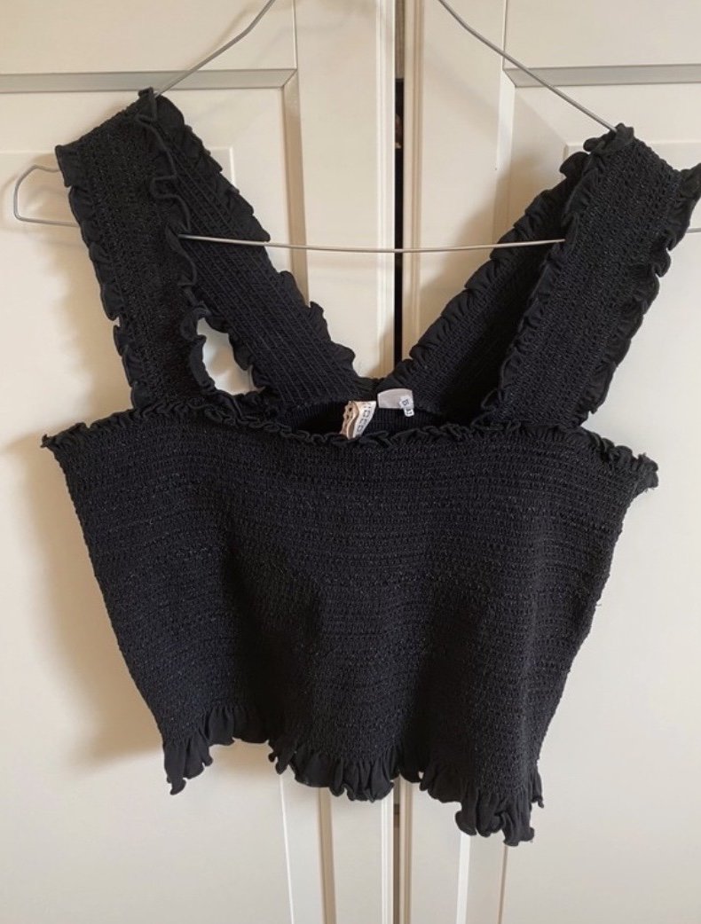 H&M Sommertop NEU schwarz Rüschen Raffung Crop