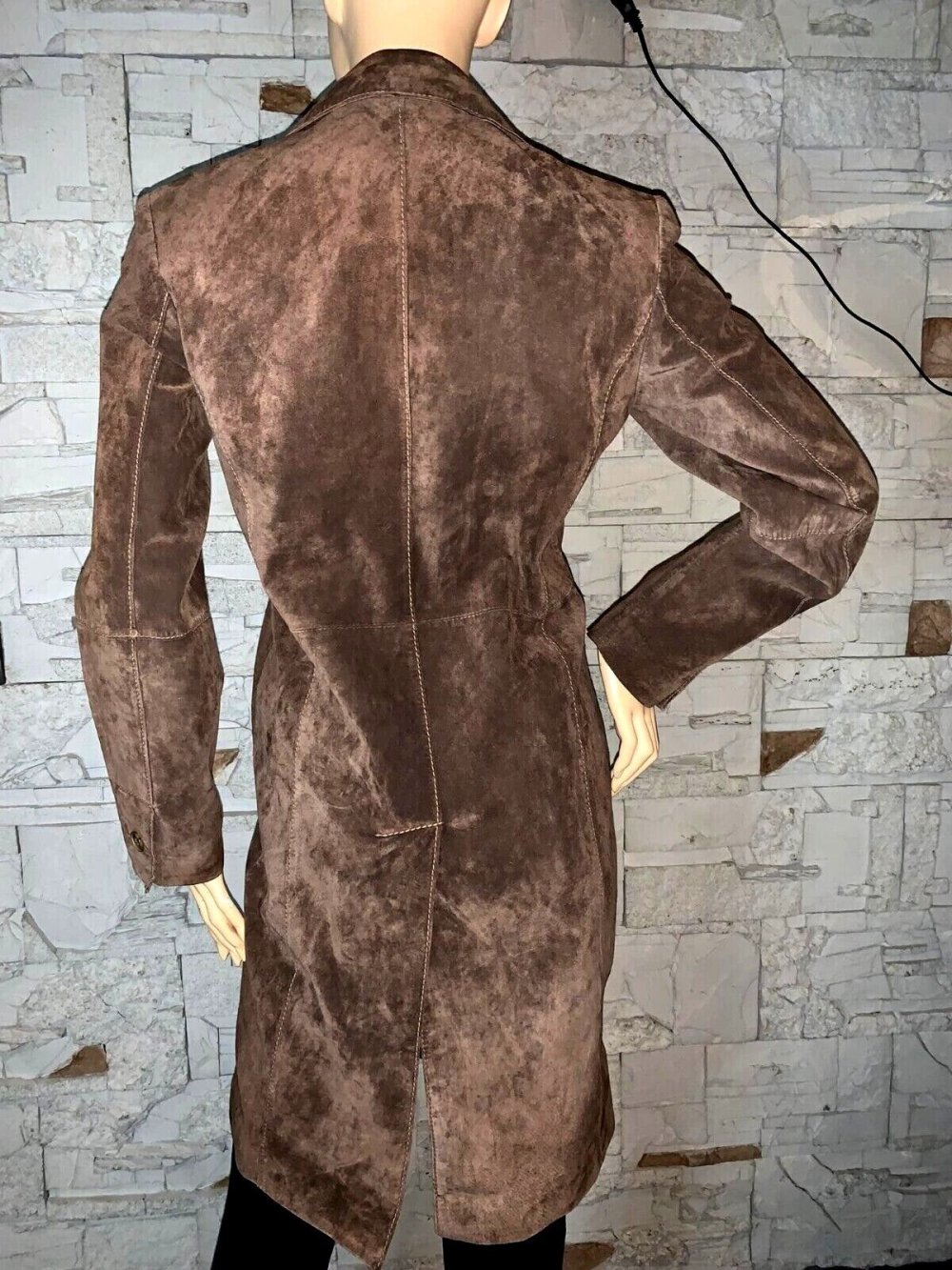 Echt Leder Mantel Jacke  in gr 38  Farbe Braun  Wildleder   AA - 48 cm Länge - 94 cm 