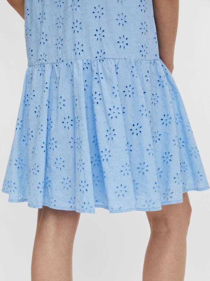 Kleid Ballonarm Lochmuster Gr. M Pieces hellblau Neu Lochmuster