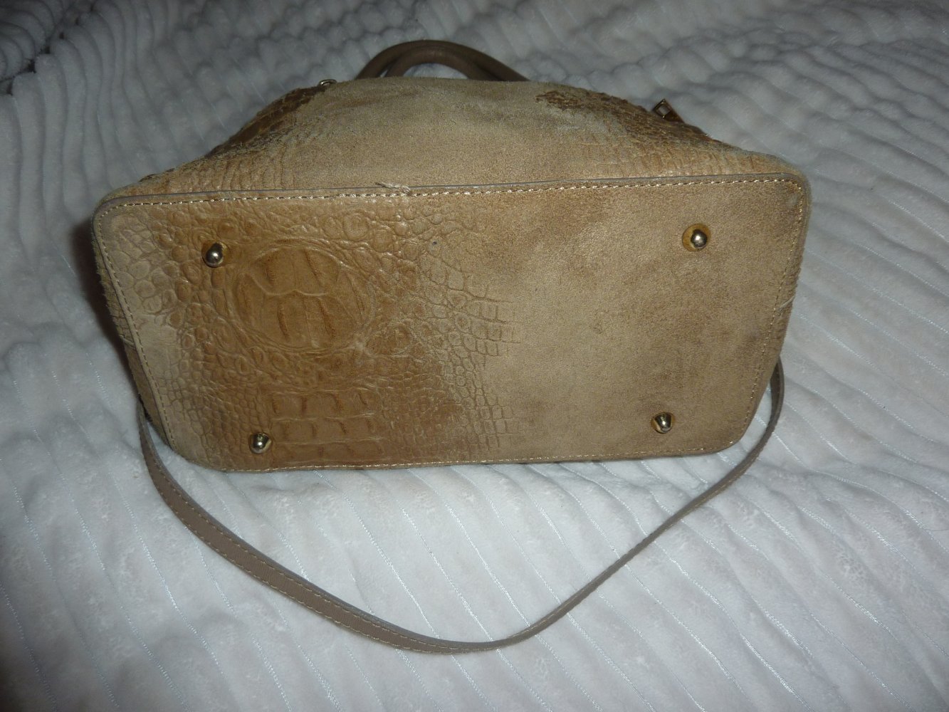 Vera PelleTasche Handtasche echt Leder camel Shopper Krokooptik