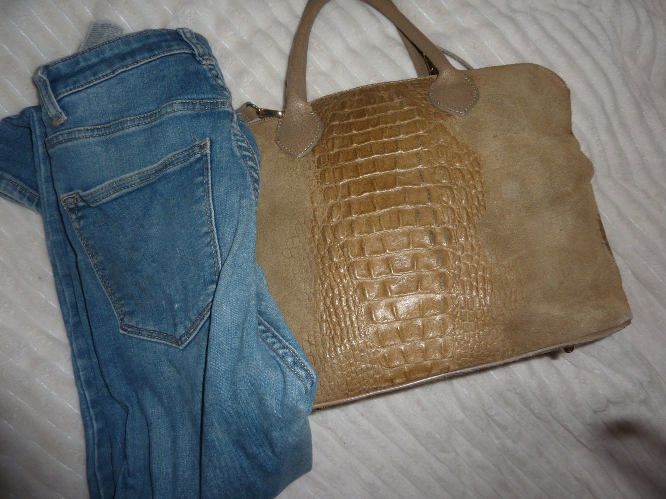 Vera PelleTasche Handtasche echt Leder camel Shopper Krokooptik