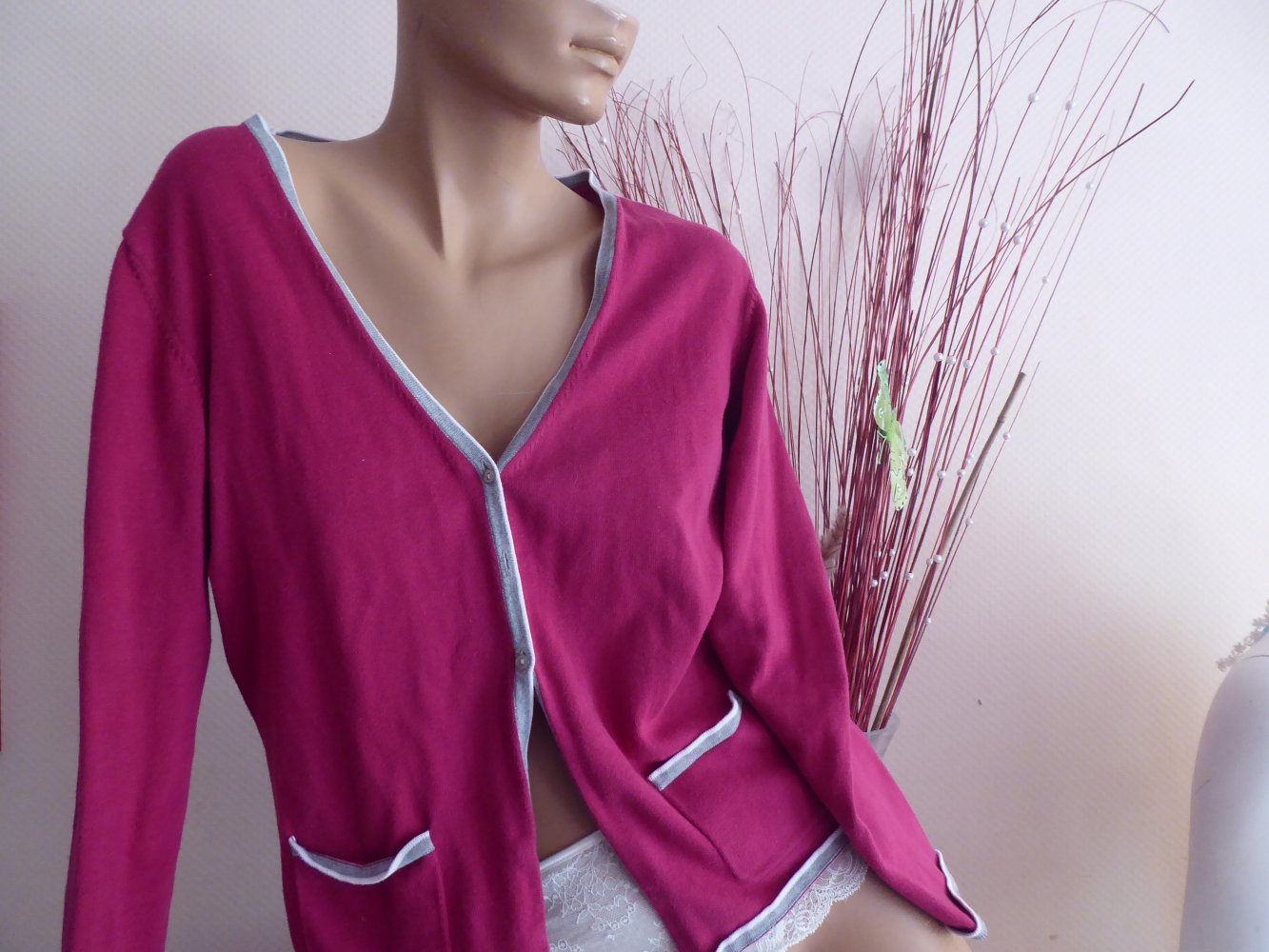 Damen Cardigan M 40 L 42 pink rosa Strickjacke Feinstrick Marco Pecci Baumwolle