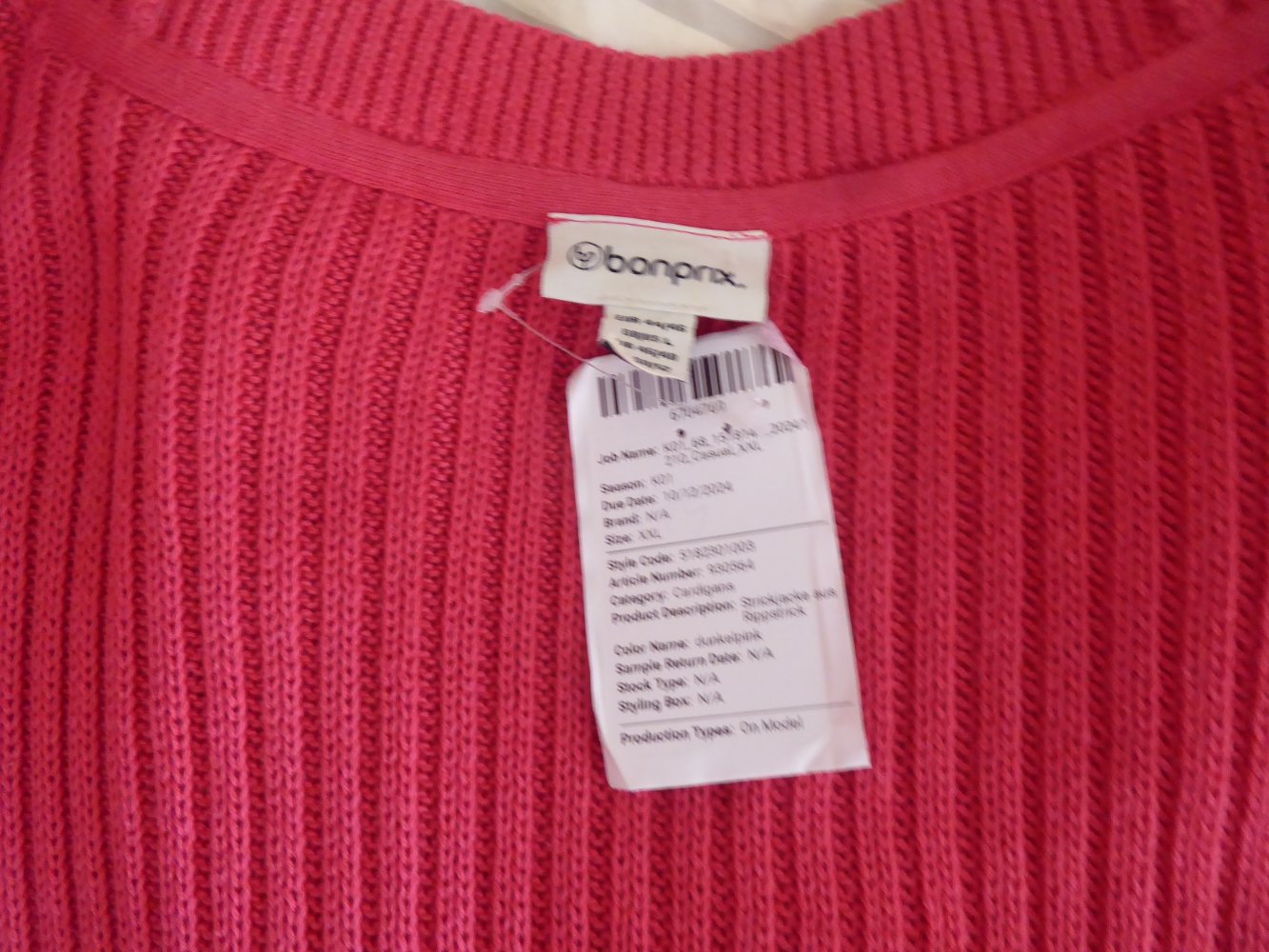 Damen Strickjacke lang bonprix NEU 44 46 pink rosa Baumwolle Cardigan Grobstrick Longcardigan Longstrickjacke