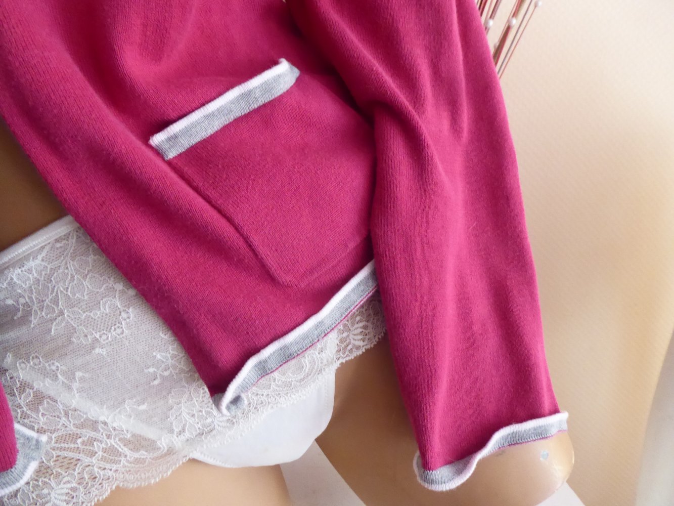 Damen Cardigan M 40 L 42 pink rosa Strickjacke Feinstrick Marco Pecci Baumwolle